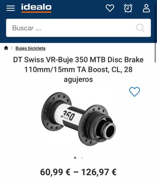 Buje delantero DT Swiss 350 28 radios