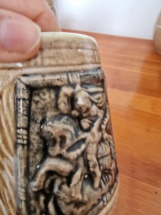 Juego vintage de 6 jarras cerveza con jarra grande