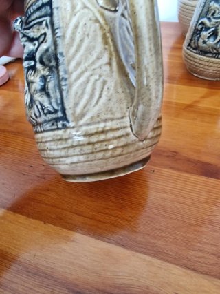 Juego vintage de 6 jarras cerveza con jarra grande