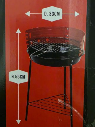 Barbacoa Carbón Roja Ø34x55cm Regulable