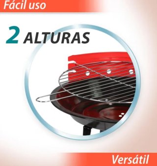 Barbacoa Carbón Roja Ø34x55cm Regulable