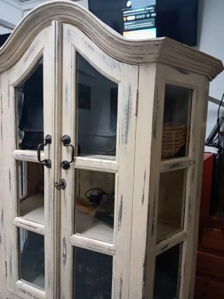 Vitrina/alacena pino blanco roto