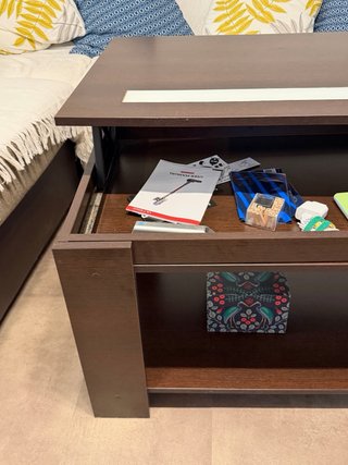 Mesa de centro elevable madera y cristal