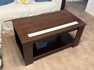 Mesa de centro elevable madera y cristal