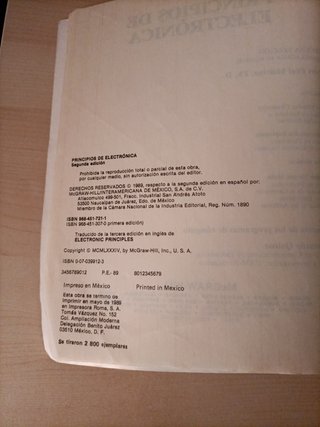 Libro Principios de electrónica,  A. P. Malvino