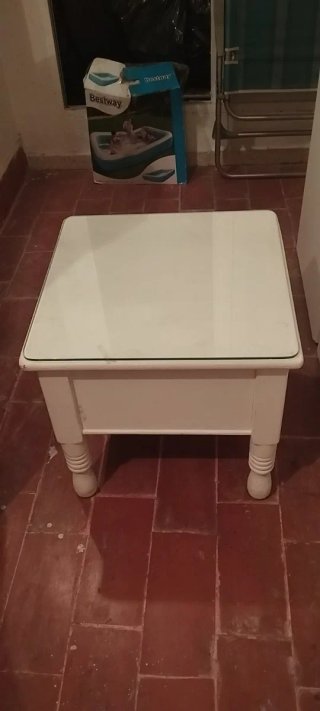 Mesita de salón cristal y madera