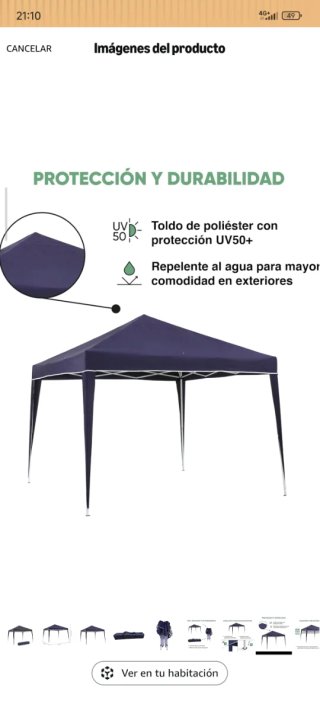 Carpa Plegable Jardín/Camping Azul Oscuro