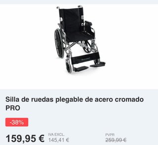 Silla de ruedas plegable acero PRO
