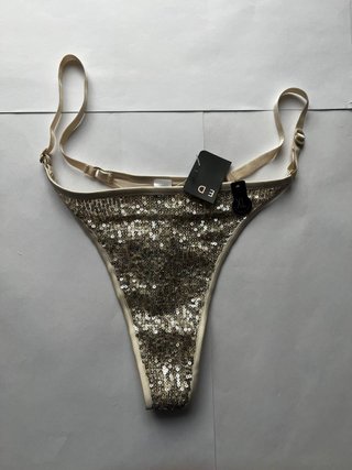 Tanga elegante lentejuelas dorado Talla XL