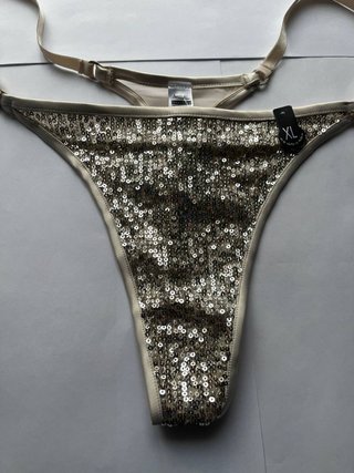 Tanga elegante lentejuelas dorado Talla XL