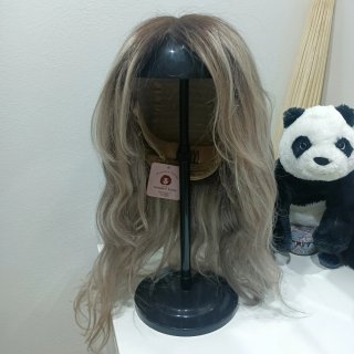Peluca cabello natural tono plata