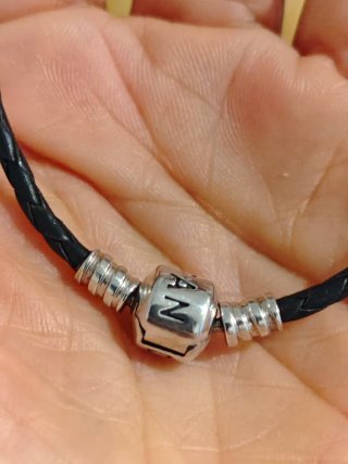 Pulsera Pandora Cuero Trenzado Negra