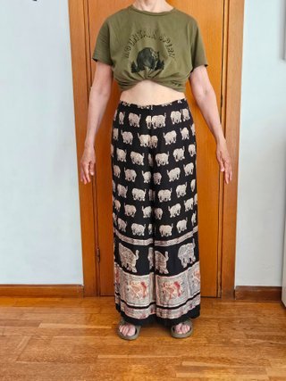 Pantalon ancho bohemio yoga elefantes tallaÚnica