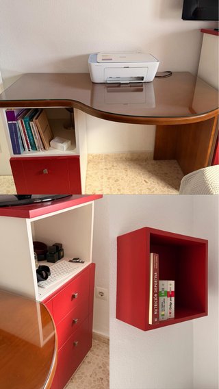 Muebles de dormitorio: escritorio y estantería