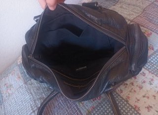 Bolso multibolsillos vintage dorado marrón