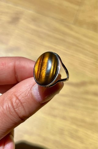 Anillo Ojo de Tigre Dorado y Marrón