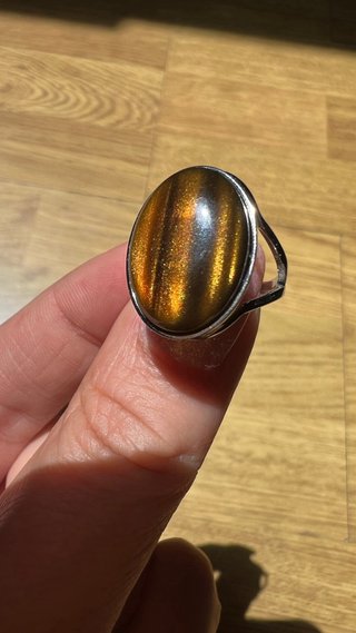 Anillo Ojo de Tigre Dorado y Marrón