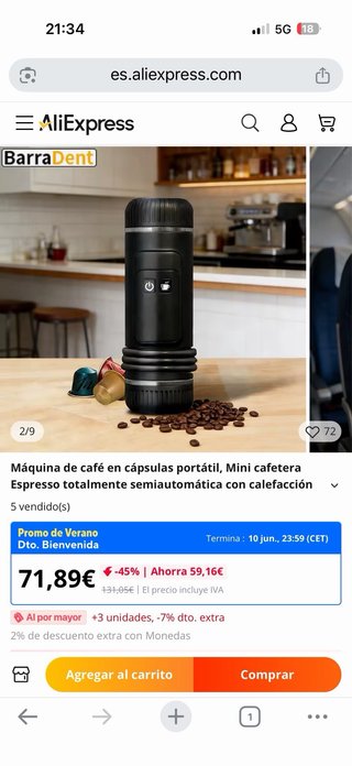 Cafetera Espresso Portátil CAFE MOBIL 12V