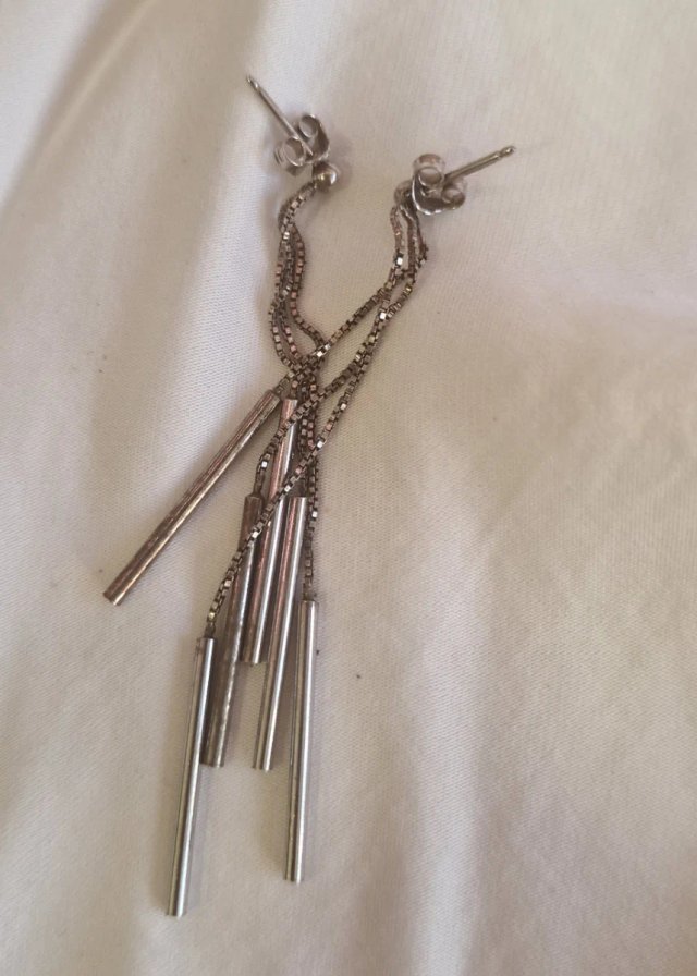Pendientes largos plata con tiras