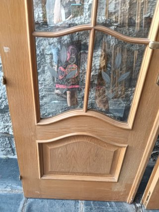 2 Puertas Roble Macizas con Cristales