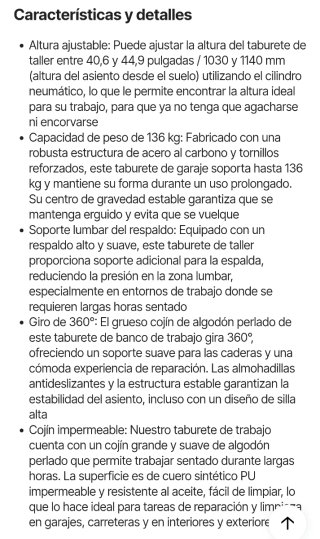 Taburete giratorio con respaldo