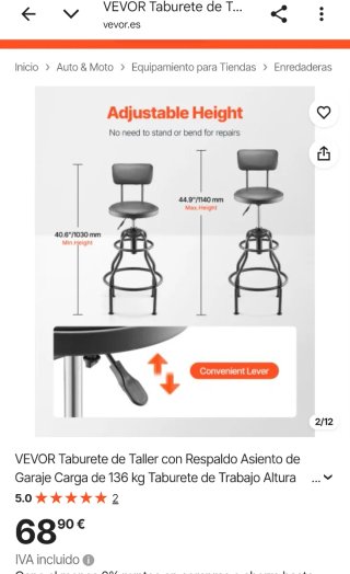 Taburete giratorio con respaldo
