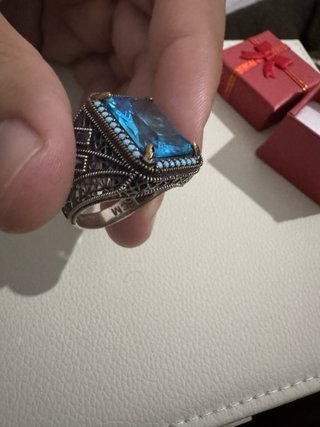 Anillo Plata 925 Gran Piedra Azul Nuevo