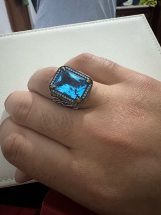 Anillo Plata 925 Gran Piedra Azul Nuevo
