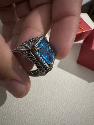 Anillo Plata 925 Gran Piedra Azul Nuevo