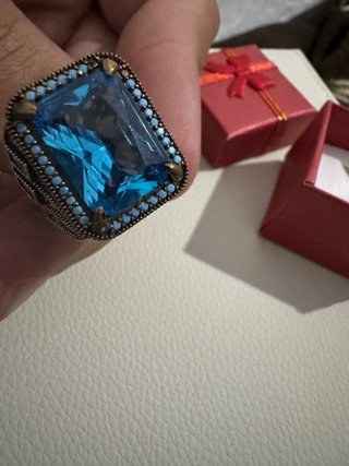 Anillo Plata 925 Gran Piedra Azul Nuevo
