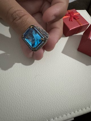 Anillo Plata 925 Gran Piedra Azul Nuevo