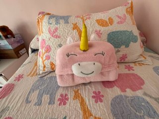 Manta unicornio infantil rosa