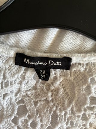Camiseta Massimo Dutti encaje blanco