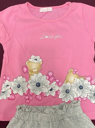 Set 2 completi bambina t-shirt/shorts taglia 36m