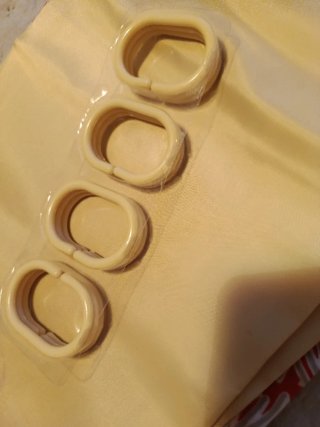 Cortina de baño poliéster beige y rojo