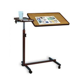 Mesita Auxiliar Cama Ruedas Madera Metal