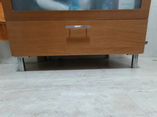 Mueble de baño madera y cristal