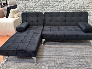Pack Sofá Negro + Mueble TV Madera