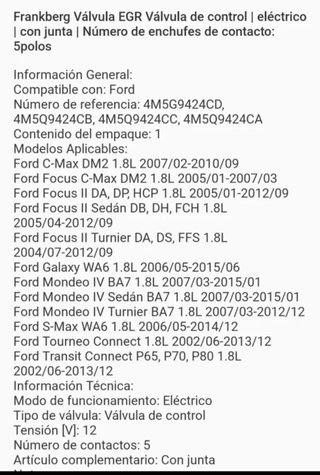 Válvula EGR Ford con Colector Admisión