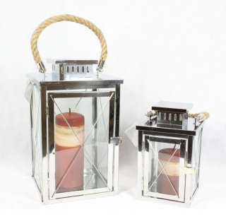 Farol de acero inoxidable con cuerda