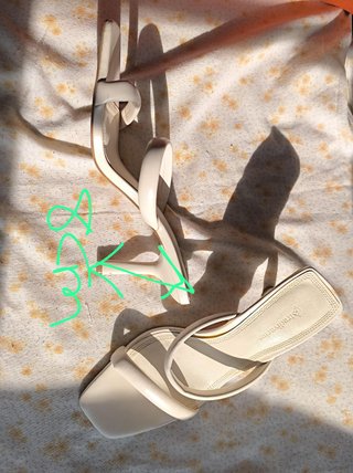 Sandalias Stradivarius Tiras Tacon Beige Talla 38