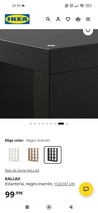 Estantería KALLAX Negra-Marrón 112x147 cm ikea