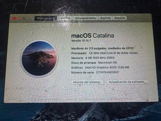 MacBook Air Apple Plata con fallo pantalla