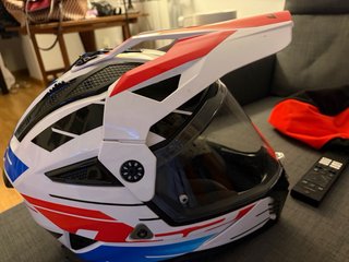 Casco Moto Blanco Rojo Azul lS2 pioneer II tallaxs