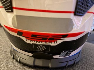 Casco Moto Blanco Rojo Azul lS2 pioneer II tallaxs