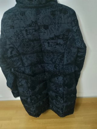 Abrigo Desigual Negro Estampado Mujer