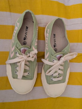 Zapatillas Feiyue verdes y beige
