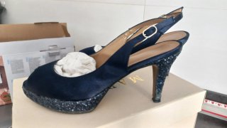 Zapatos de fiesta azul marino tacón 8cm plataforma