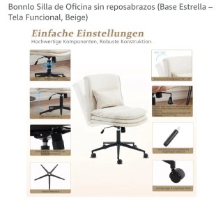 Silla de escritorio con ruedas, beige,marca:Bonnlo