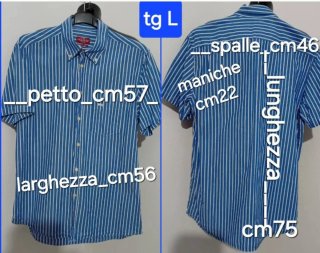 Camicia Carrera L Maniche Corte Righe Blu/Bianco